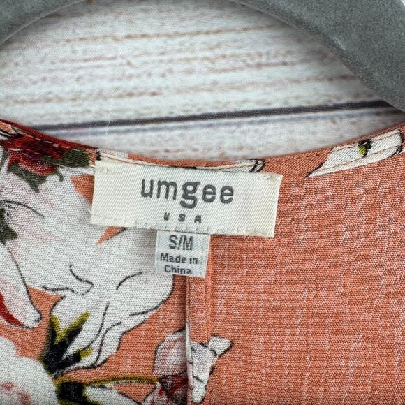 Umgee USA Floral Open Front Kimono Womens S/M Pink White Red - Picture 6 of 10